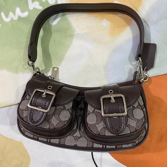 Black Coach Double Pocket Shoulder Bag - Picture 3 of 14